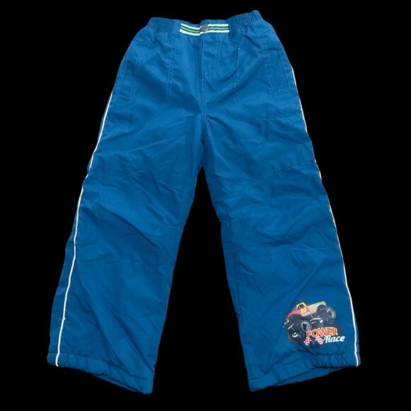 👣 5/$25 - Blue Lightweight Lined Ski Pant w/ Monster Truck Graphic - Picture 1 of 3